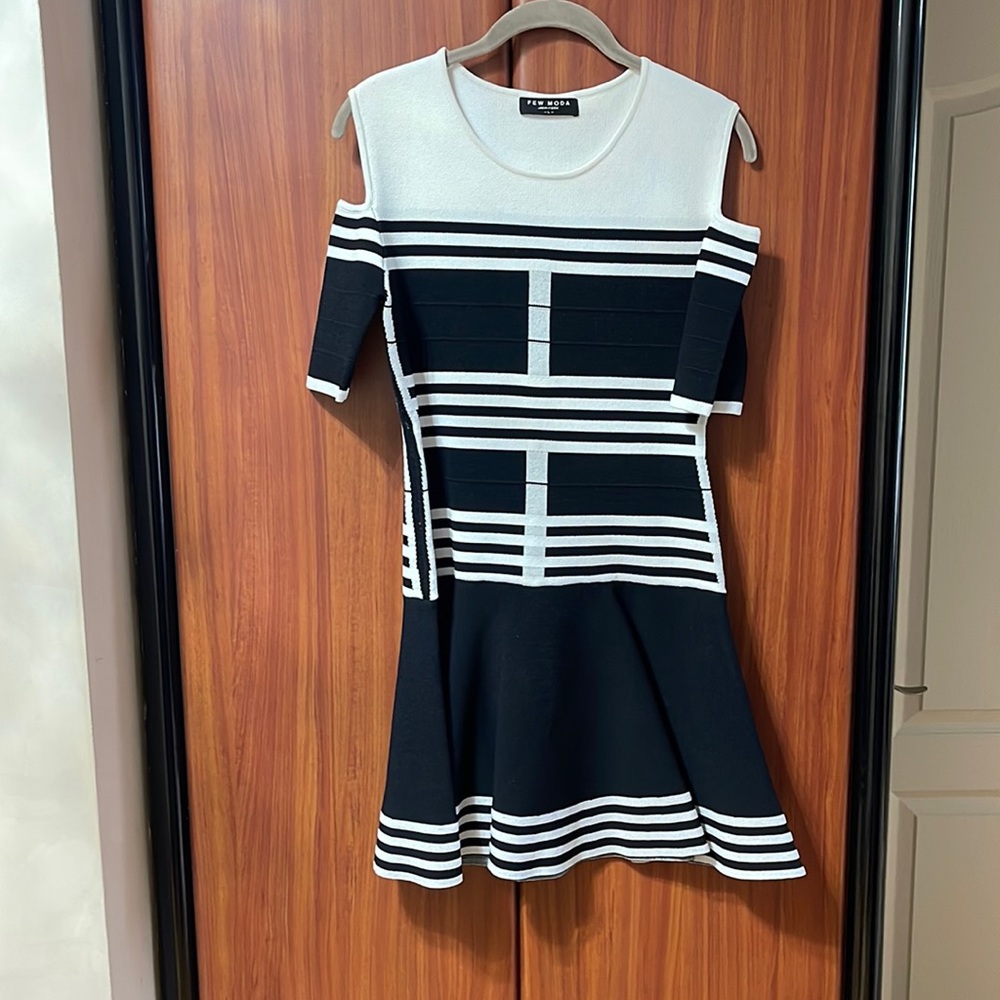 Black and white off the shoulder dress